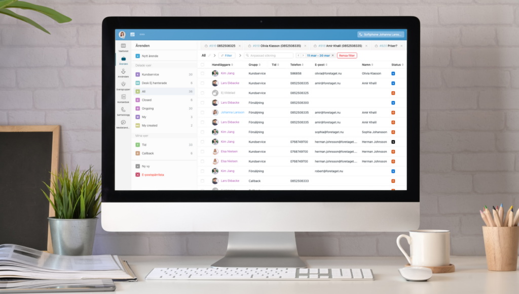 Dator som visar ärendehanteringssystemet MBX.
