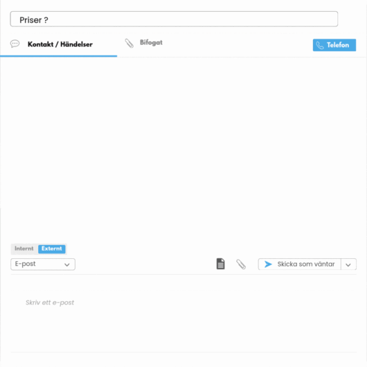 Dialog med kund via e-post och telefon.